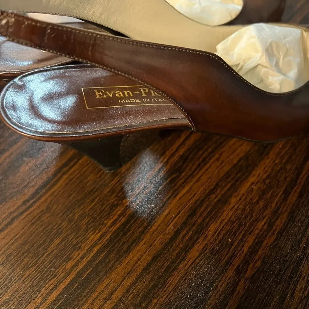 Evan Picone Brown Peep-Toe Heels